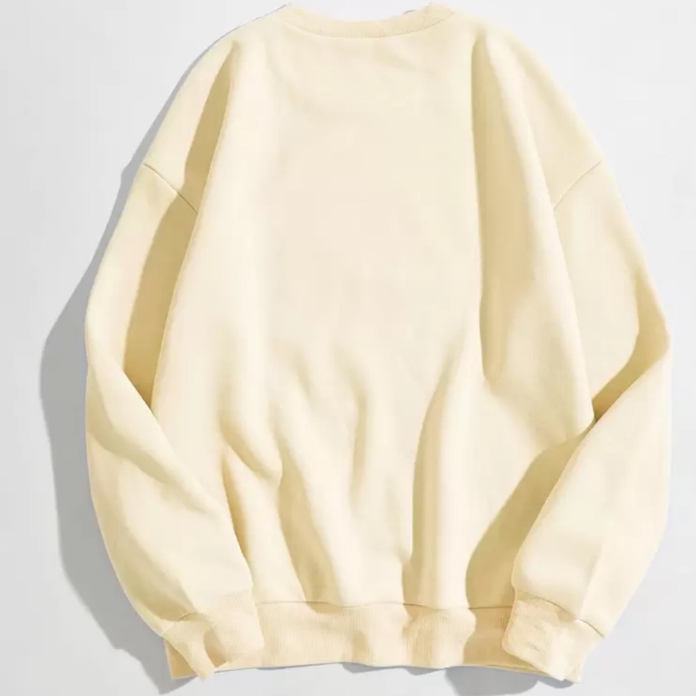 NEW| SHEIN Women’s Cream Color Cozy Drop Shoulder Long Sleeve Sweatshirt - Picture 2 of 4